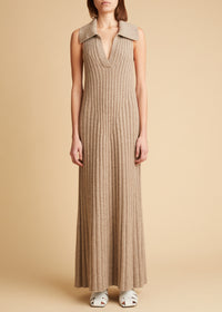 Giselle dress in cashmere - Sepia