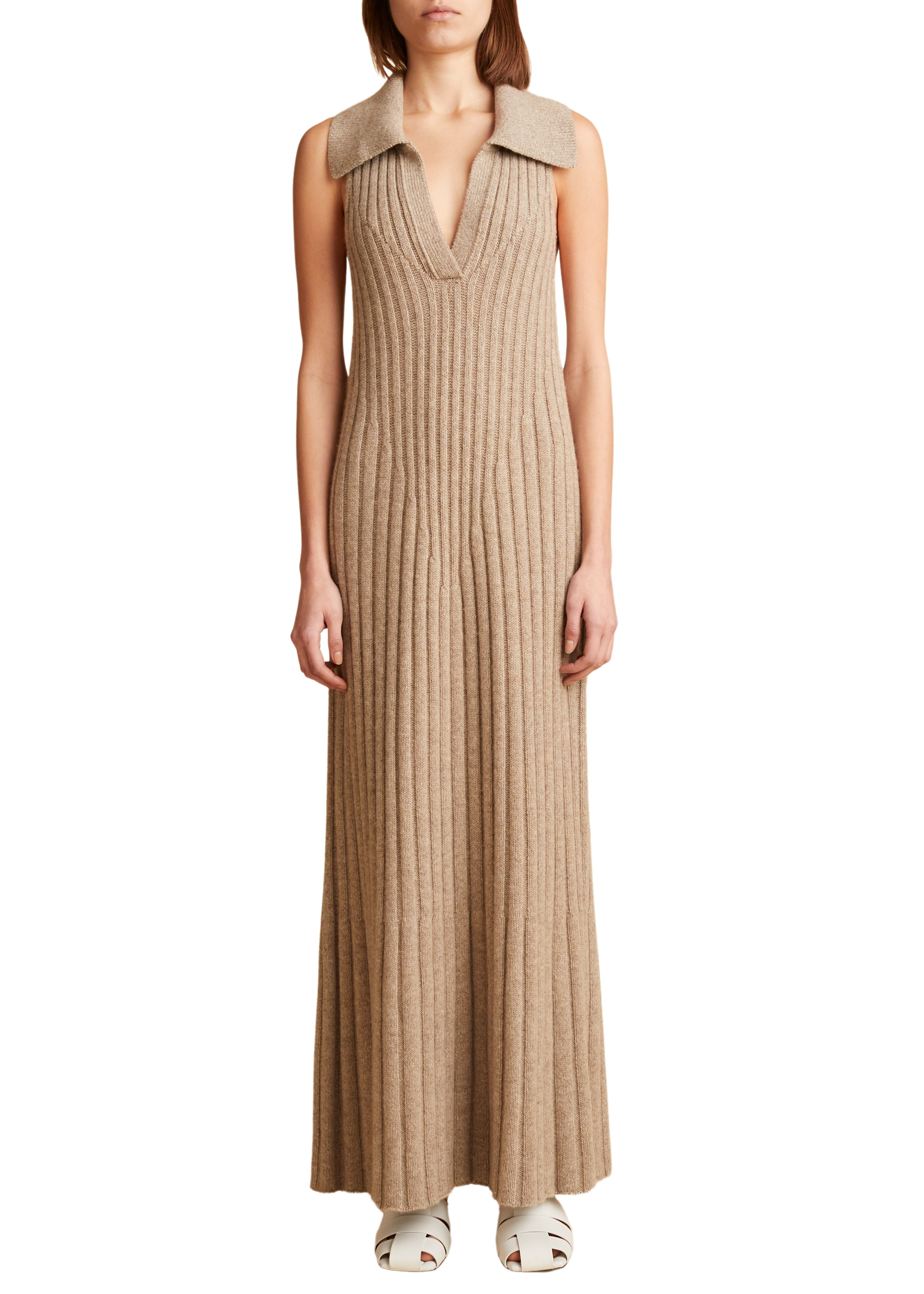 Giselle dress in cashmere - Sepia