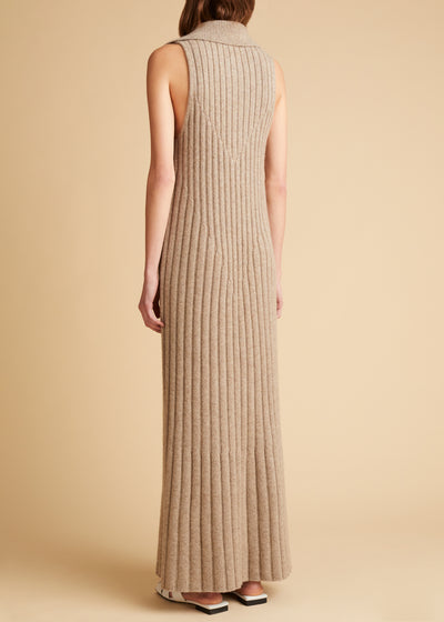 Giselle dress in cashmere - Sepia