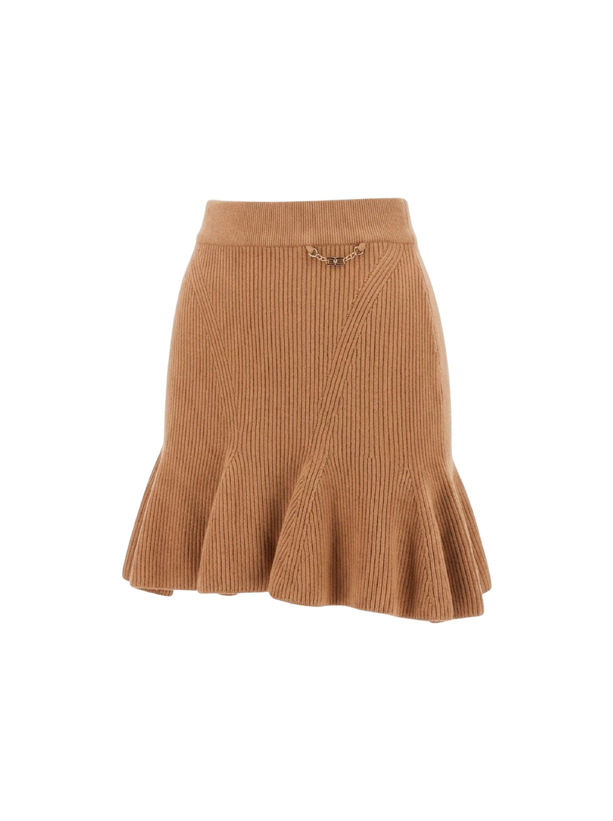 Jupe courte évasée en maille - Caramello