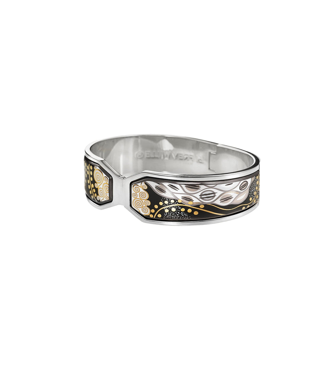 Manchette Contessa en émail et plaqué au rhodium - Noir, Or & Argent