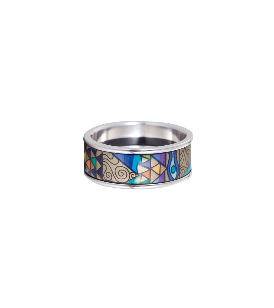 Bague Miss en émail et plaqué au rhodium - Bleu & vert & violet