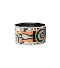 Manchette Diva en émail et plaqué au rhodium - Noir & argent & orange