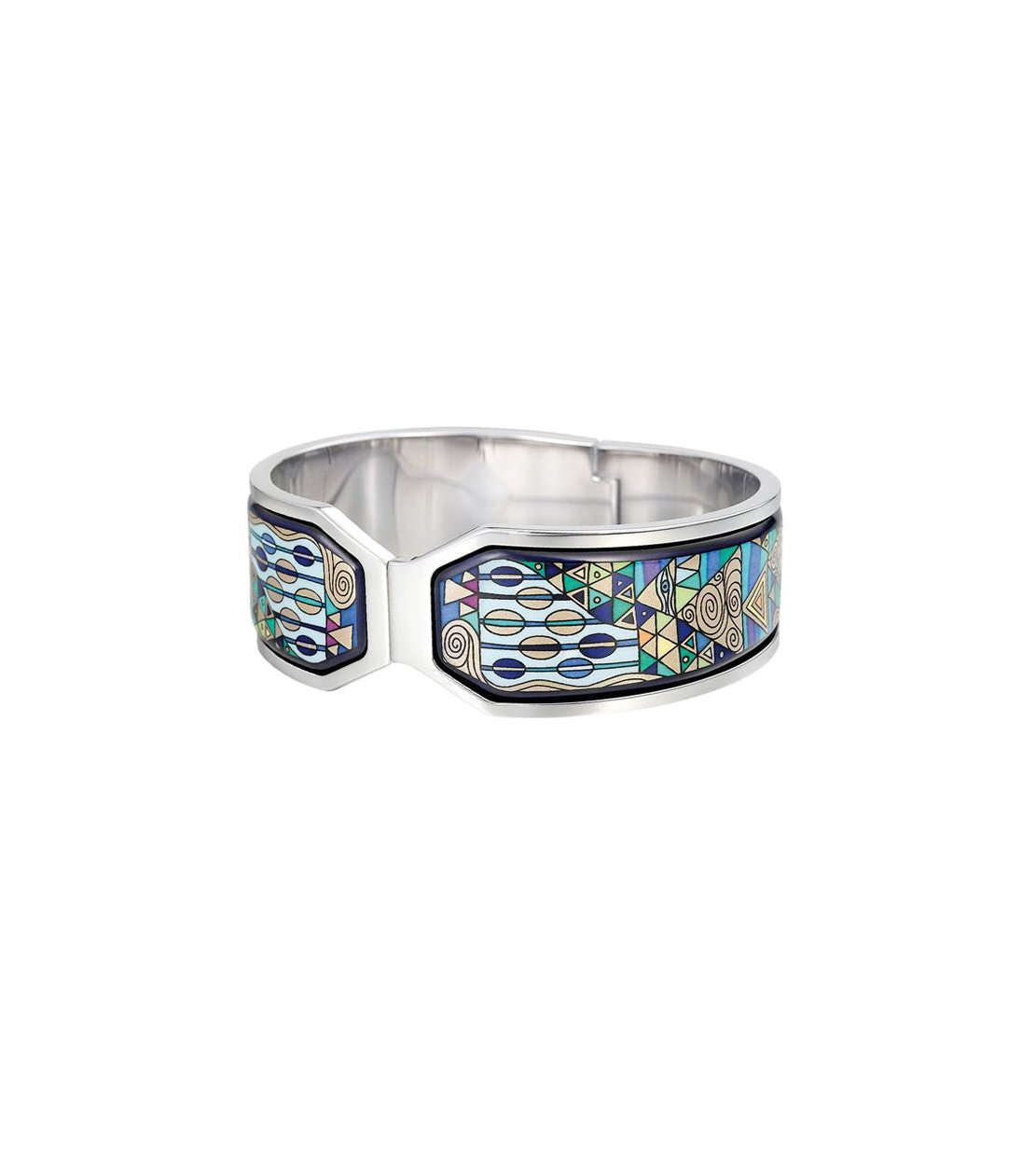 Manchette Contessa en émail et plaqué au rhodium - Bleu & vert & violet