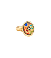 Bague Luna Piccolissima décoré à l'or 18 carats et diamant - Rouge, Vert & Or