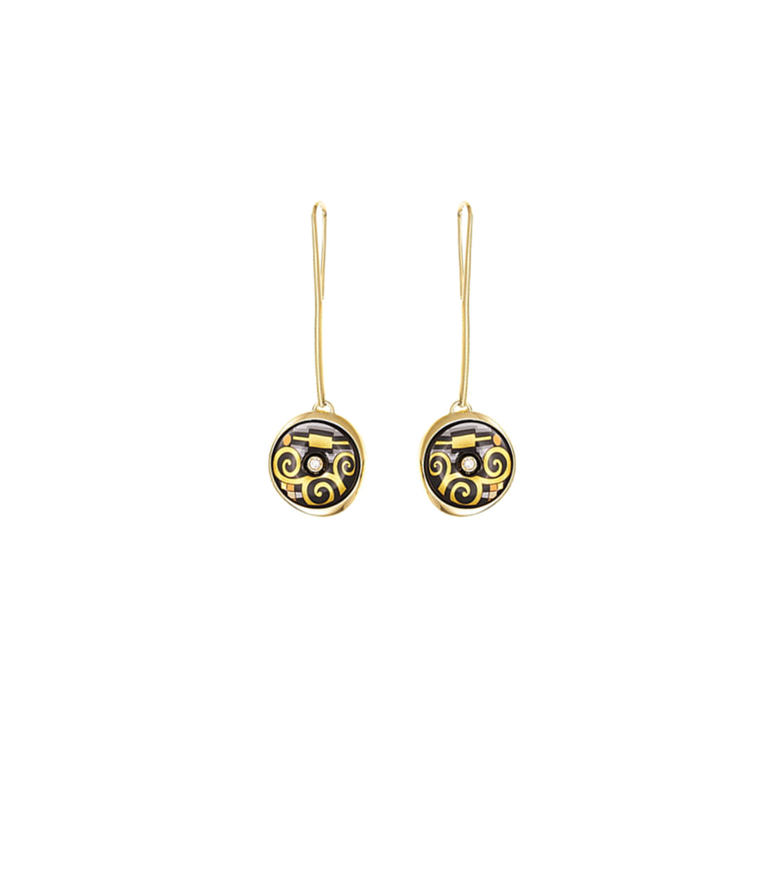 Luna Piccolissima earrings decorated with 18 carat gold and diamonds - Black, Gold & Silver