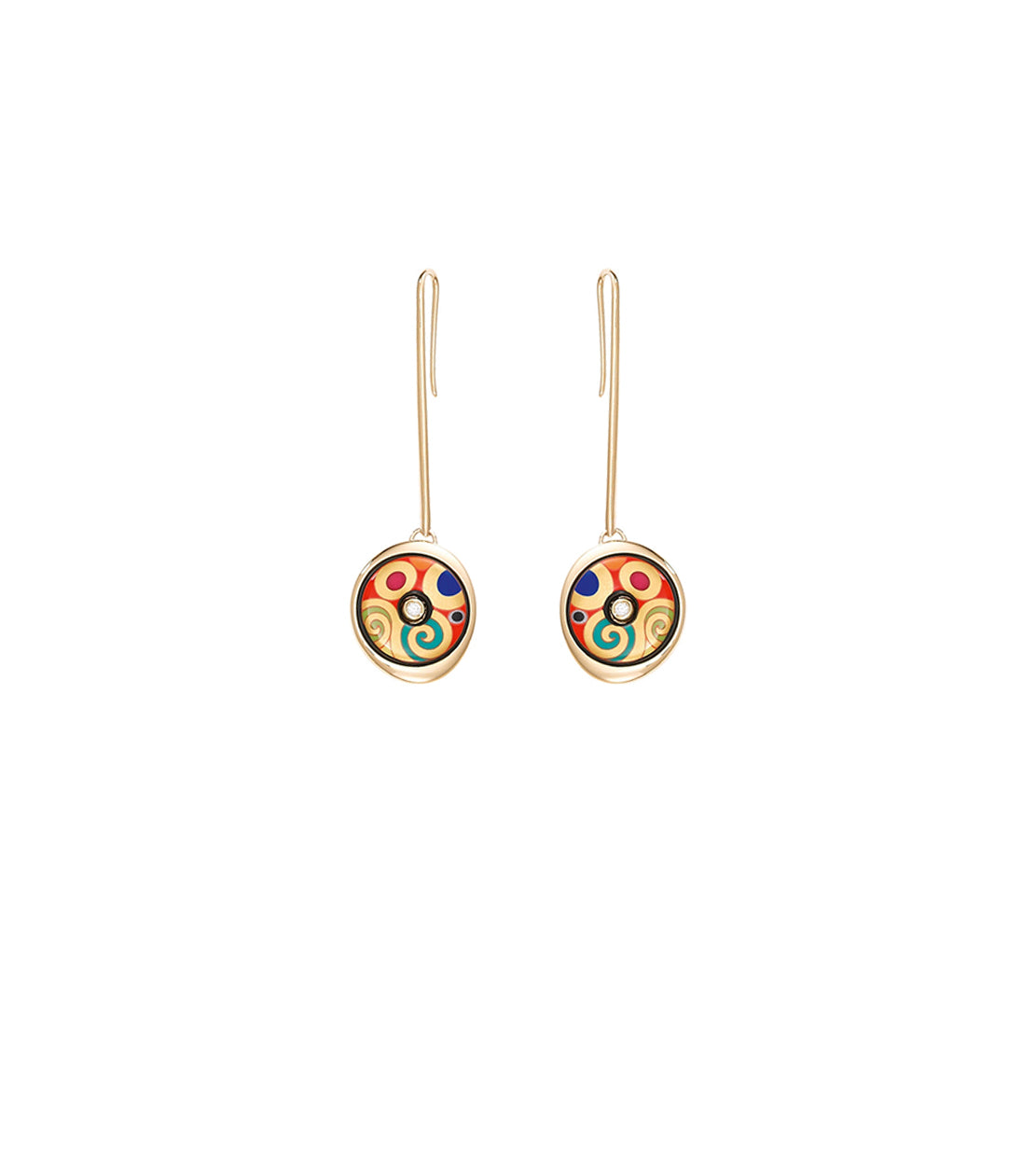 Luna Piccolissima earrings decorated with 18 carat gold and diamonds - Red, Green & Gold