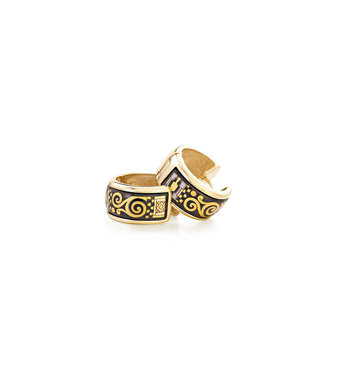 Earrings decorated with 18 carat gold - Black, Gold & Silver