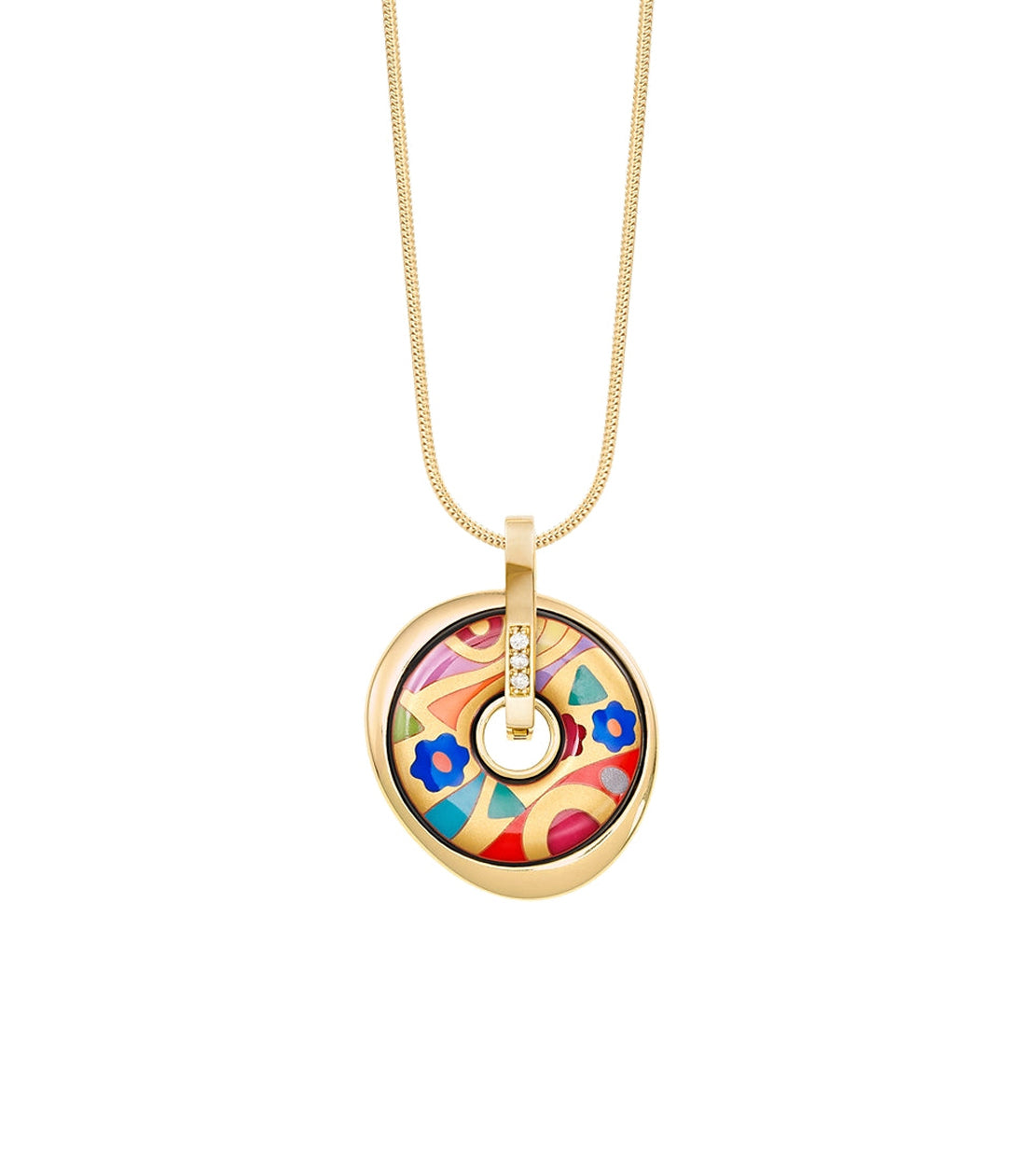 Collier Luna Piccola décoré à l'or 18 carats et diamants - Rouge, Vert & Or
