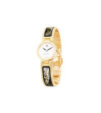 Montre Piccadilly circus décoré à l'or 24 carats - Noir, Or & Argent
