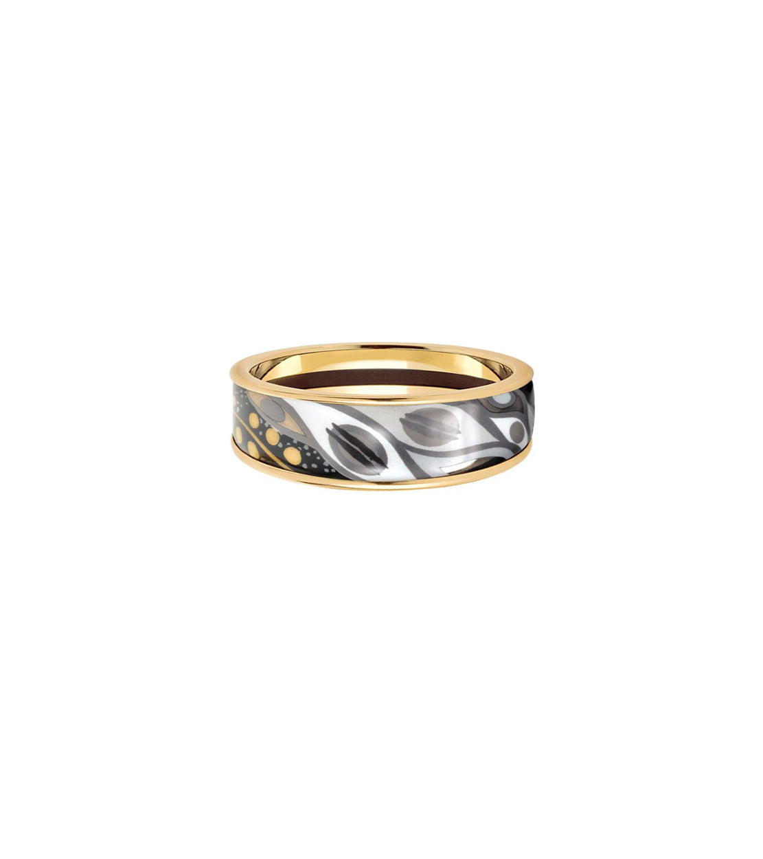 Bague Miss en émail et décoré à l'or - Noir & or & argent