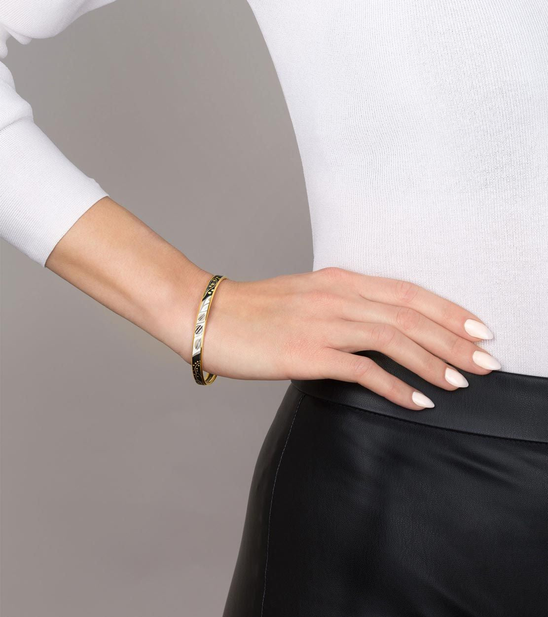 Bracelet Ultra en émail et décoré à l'or - Noir & or & argent