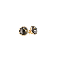 Enamel and gold-plated cabochon earrings - Black & gold & silver