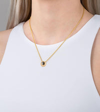 Collier Cabochon en émail et décoré à l'or - Noir & or & argent