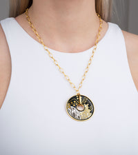 Collier Luna Piena décoré à l'or 24 carats - Noir, Or & Argent