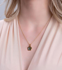 Collier Victoria's flower en émail et décoré à l'or - Noir & or & argent