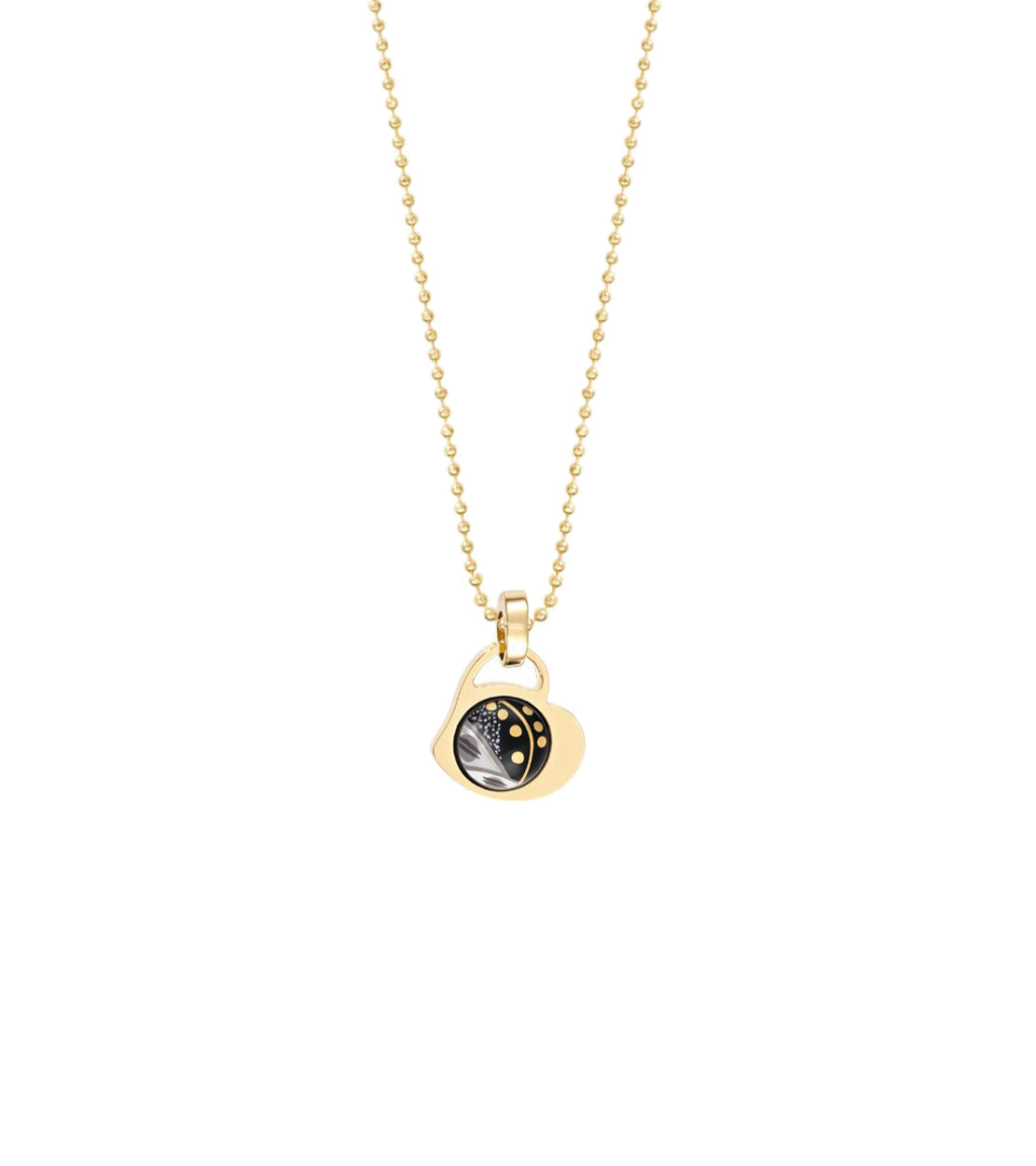 Collier Victoria's heart en émail et décoré à l'or - Noir & or & argent