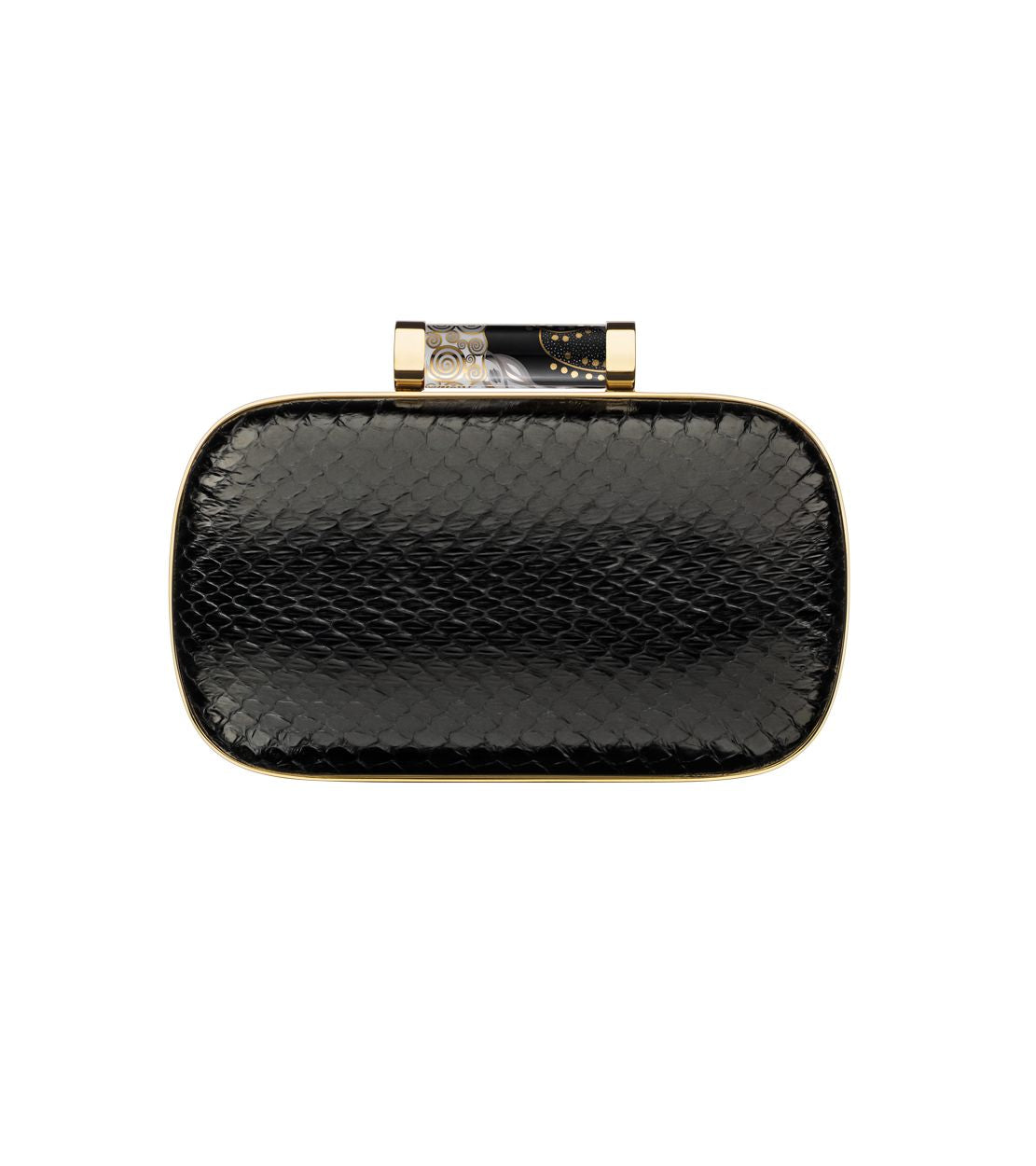 Sac Soirée milanaise en cuir et plaqué or - Noir & or & argent