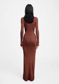 Glenn ribbed polo dress - Chocolate