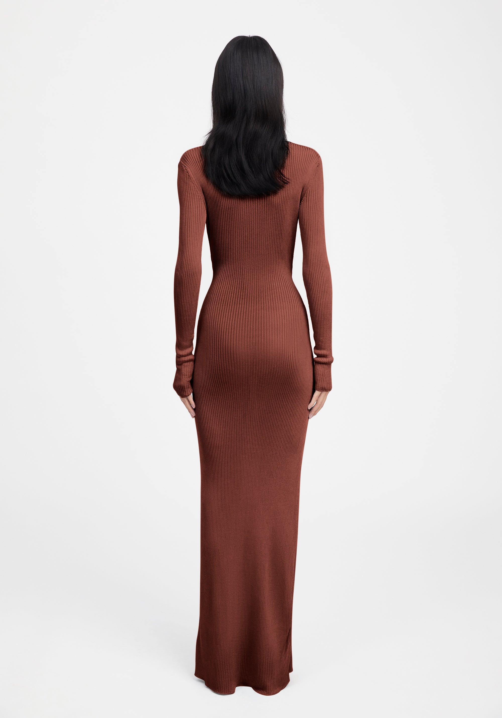 Glenn ribbed polo dress - Chocolate