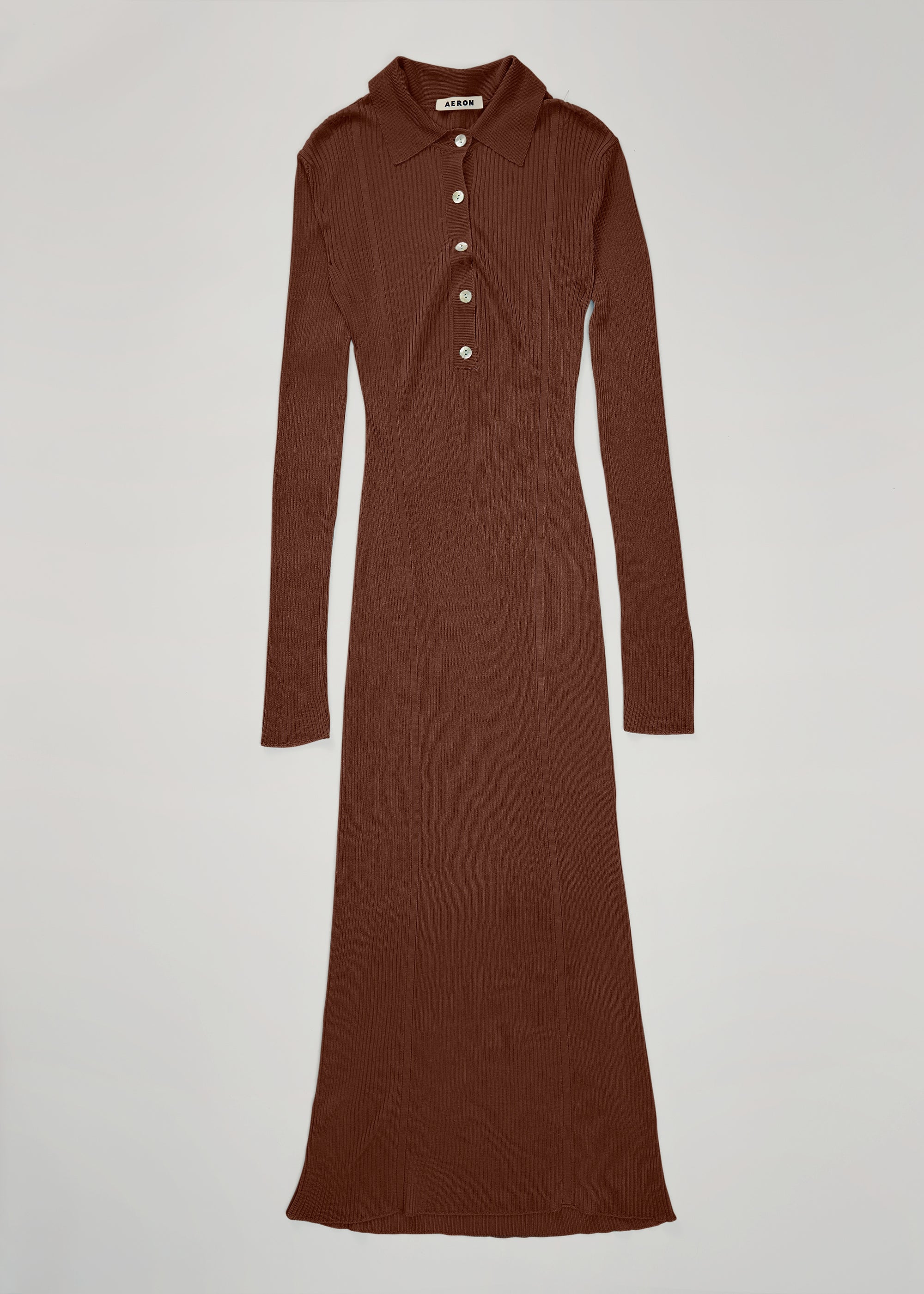 Glenn ribbed polo dress - Chocolate