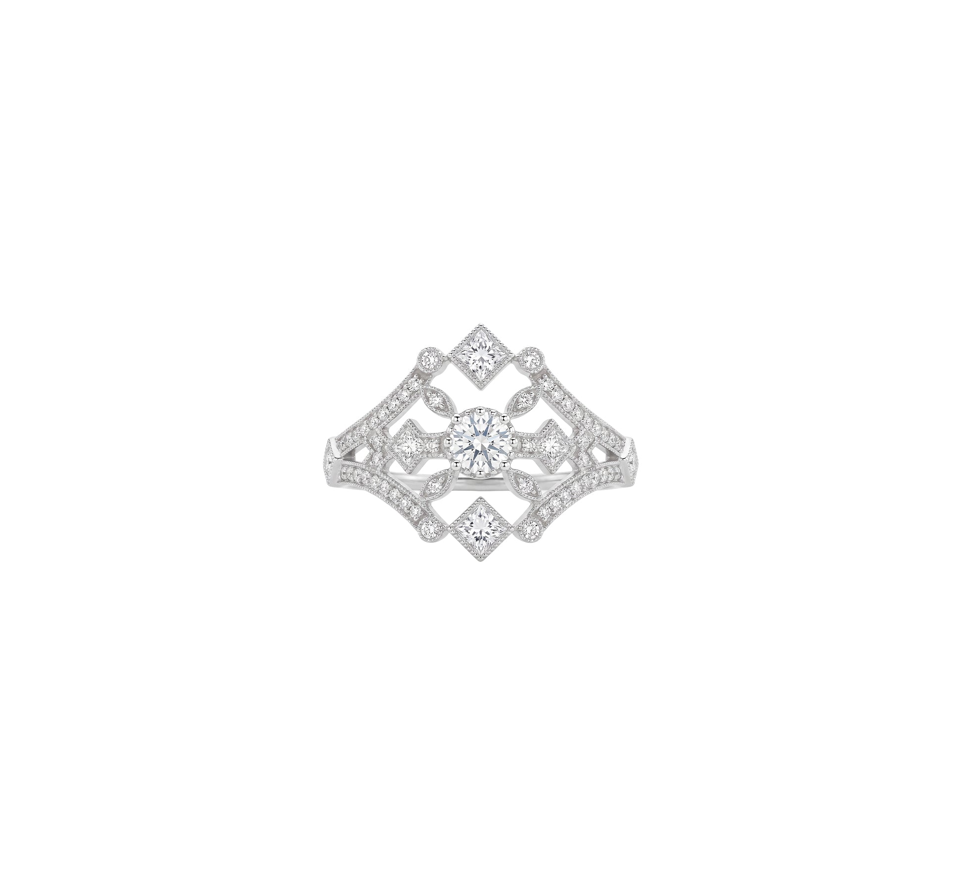"Glory" ring large size in 18K white gold set with diamonds – White gold