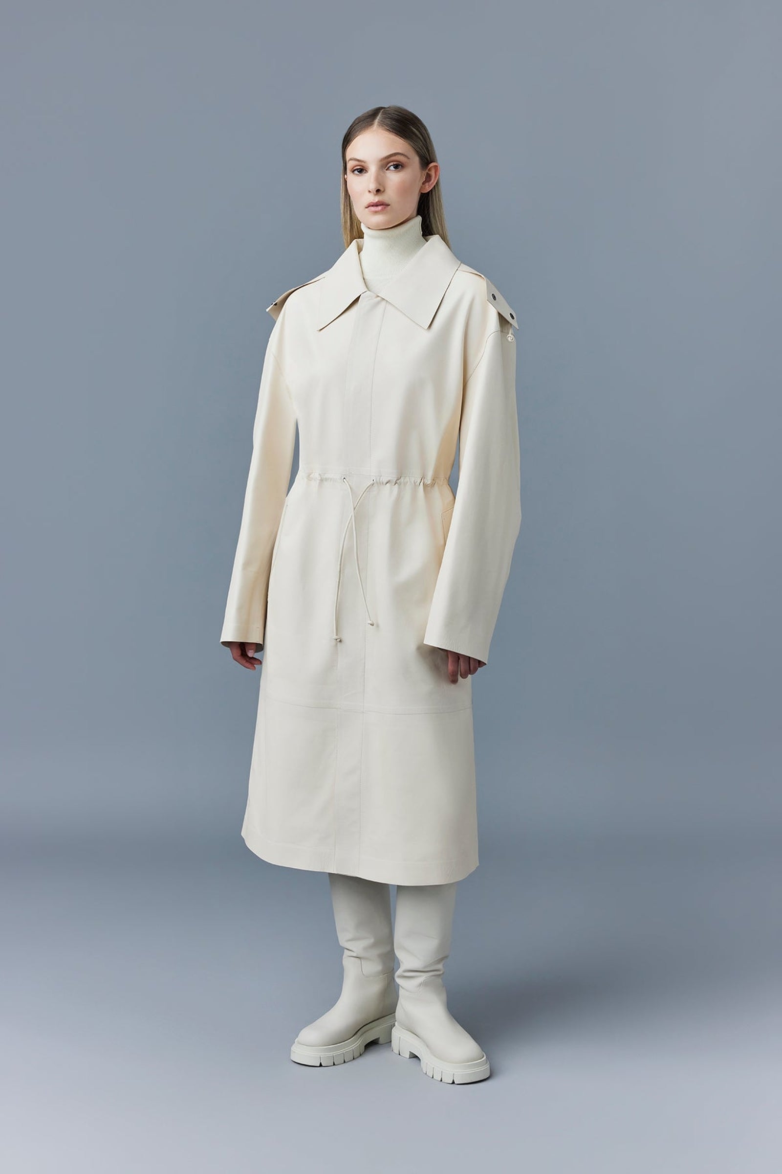 Manteau long Glory à cordon de serrage en cuir - Ceramic