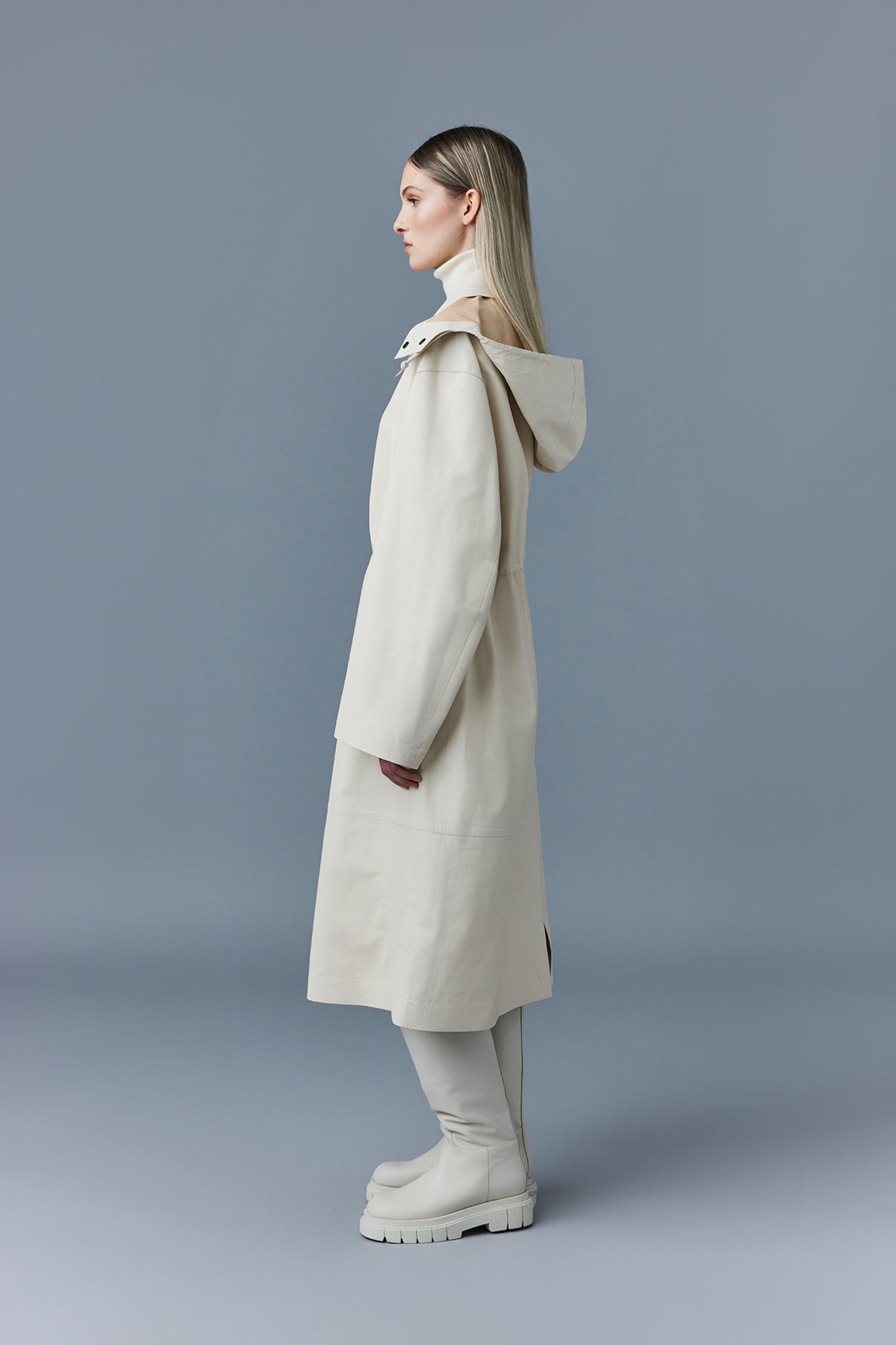 Manteau long Glory à cordon de serrage en cuir - Ceramic