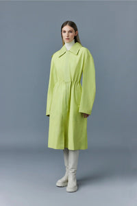 Manteau long Glory à cordon de serrage en cuir - Pale Lime