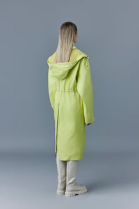Manteau long Glory à cordon de serrage en cuir - Pale Lime