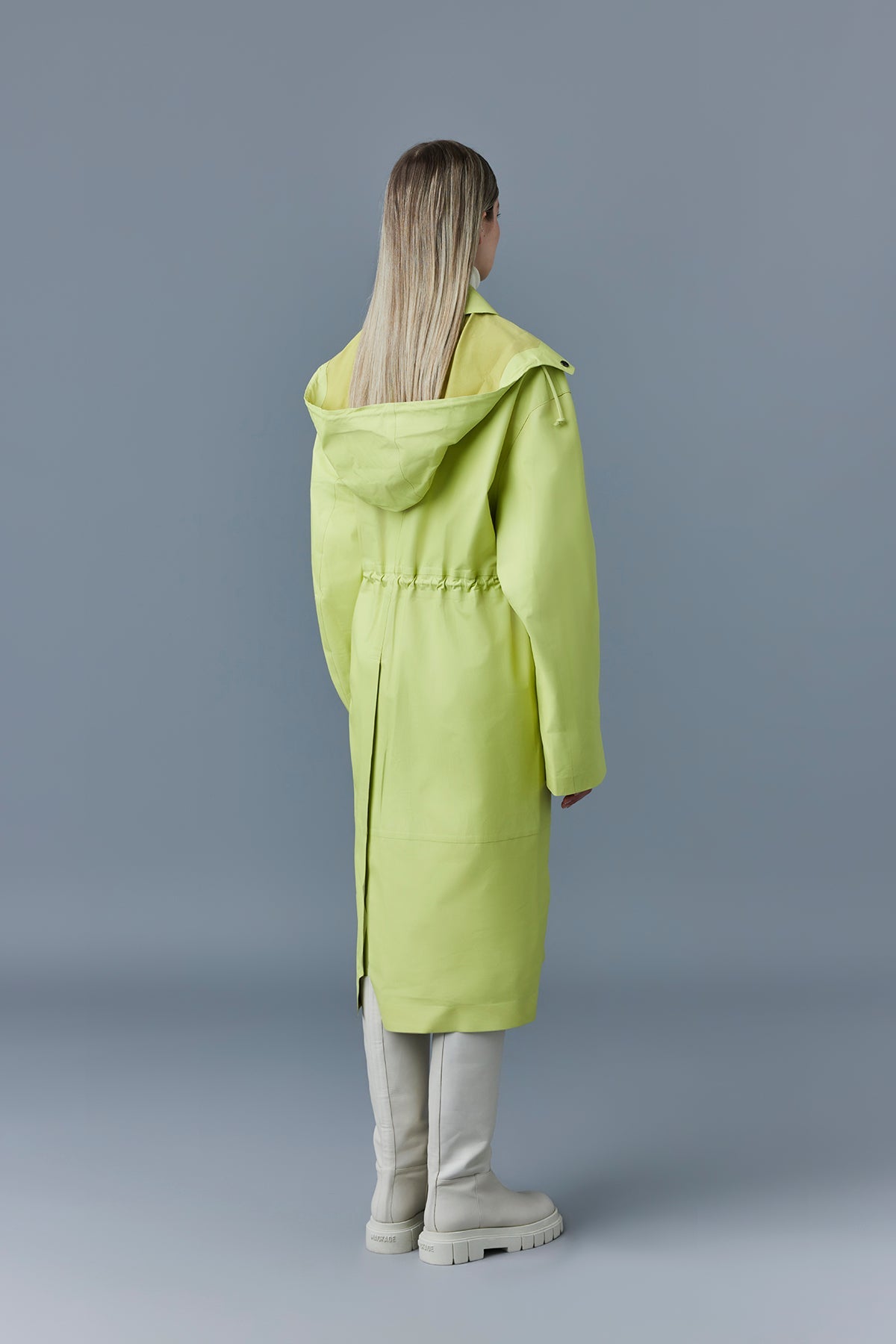 Manteau long Glory à cordon de serrage en cuir - Pale Lime