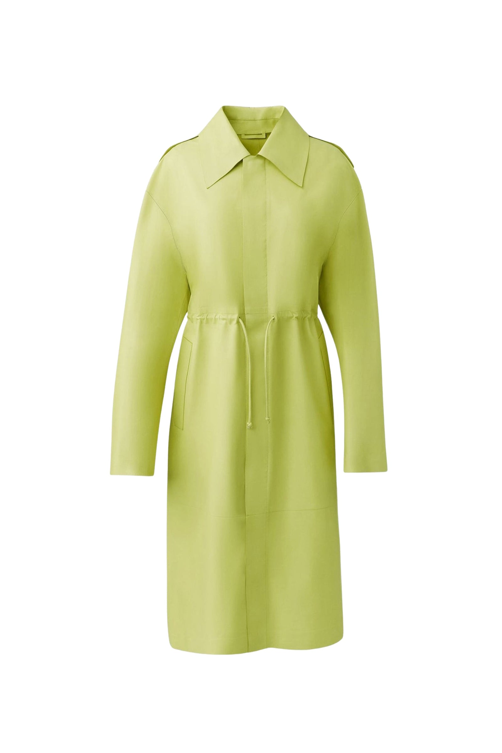 Manteau long Glory à cordon de serrage en cuir - Pale Lime