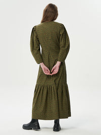 V-neck maxi dress in printed cotton - Avocado