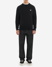 Round-neck sweatshirt with crest - Black