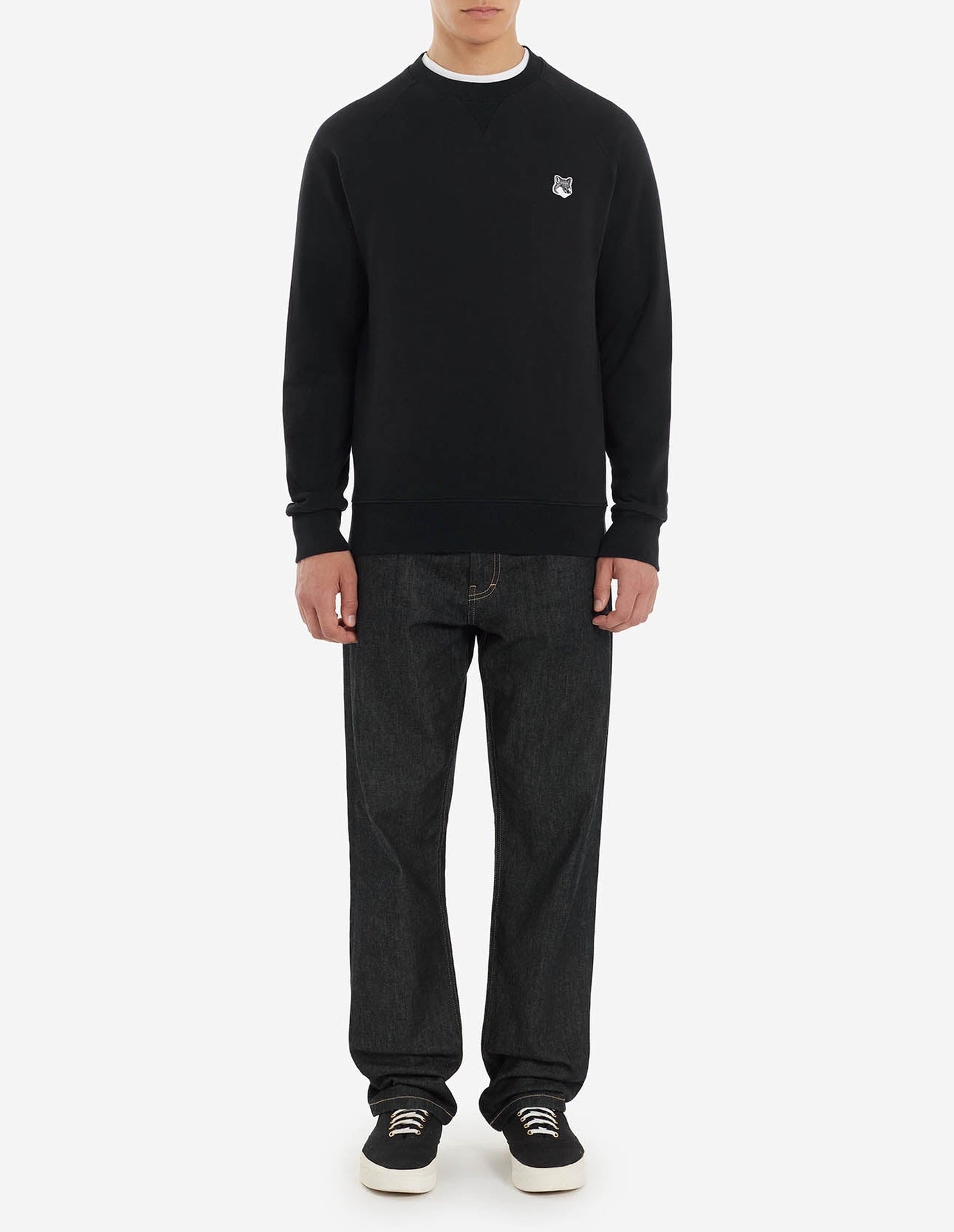 Round-neck sweatshirt with crest - Black