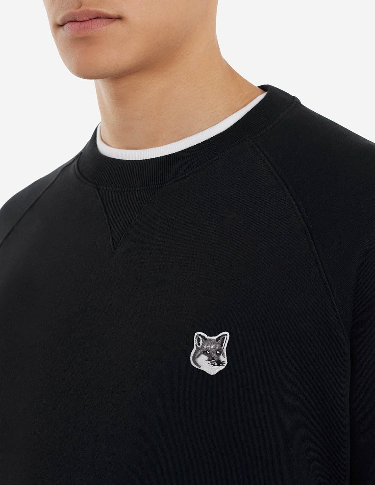 Round-neck sweatshirt with crest - Black