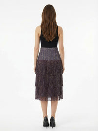 Fringed tweed skirt - Prugna