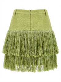 Short fringed skirt in tweed - Olive Oil