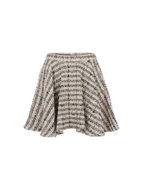 Flared midi skirt with woven tweed pattern - Burro & Nero