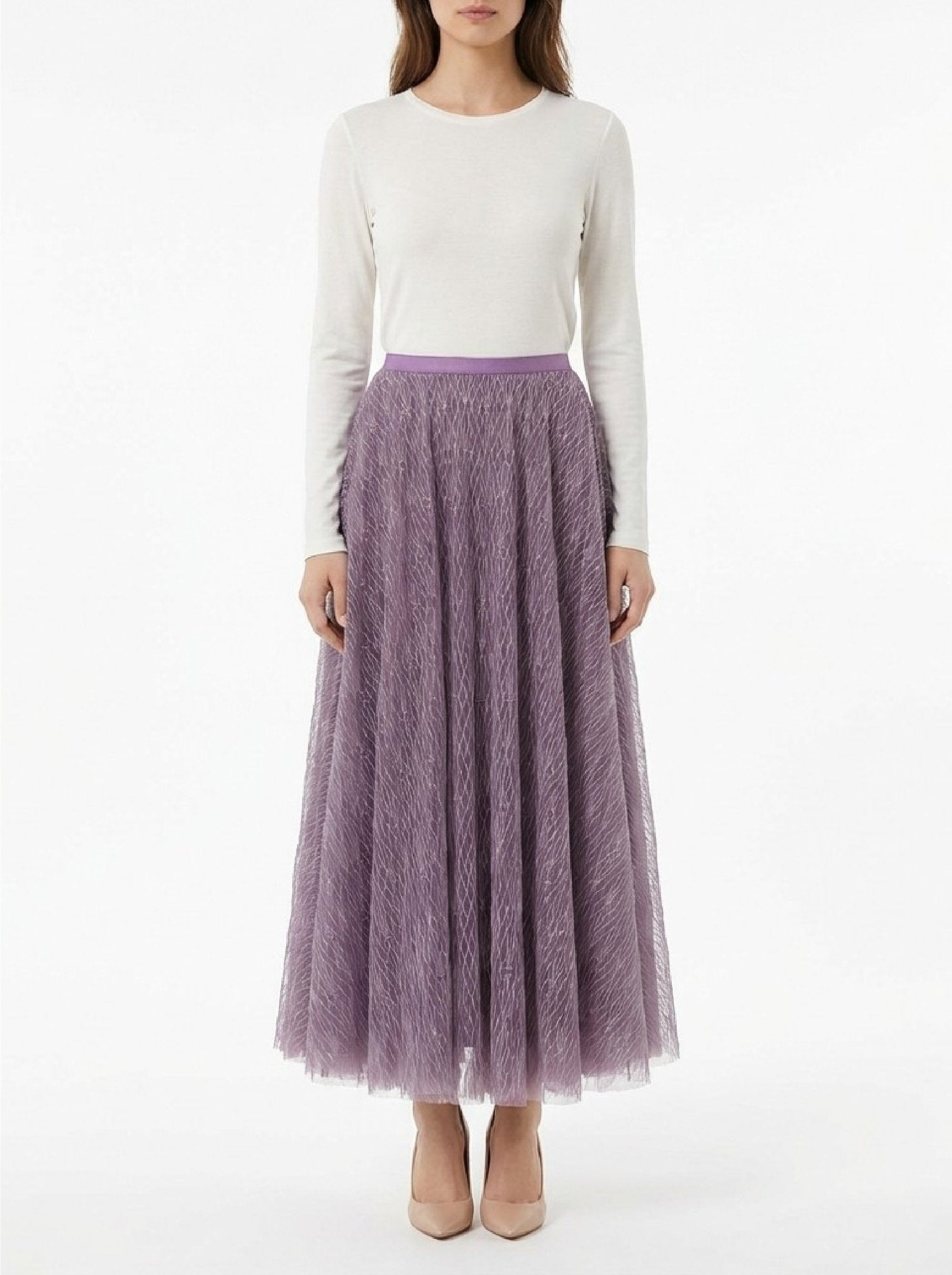 Jupe motif géométrique en tulle - Candy Violet