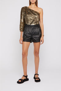 T-shirt Goldie asymétrique à sequins - Gold