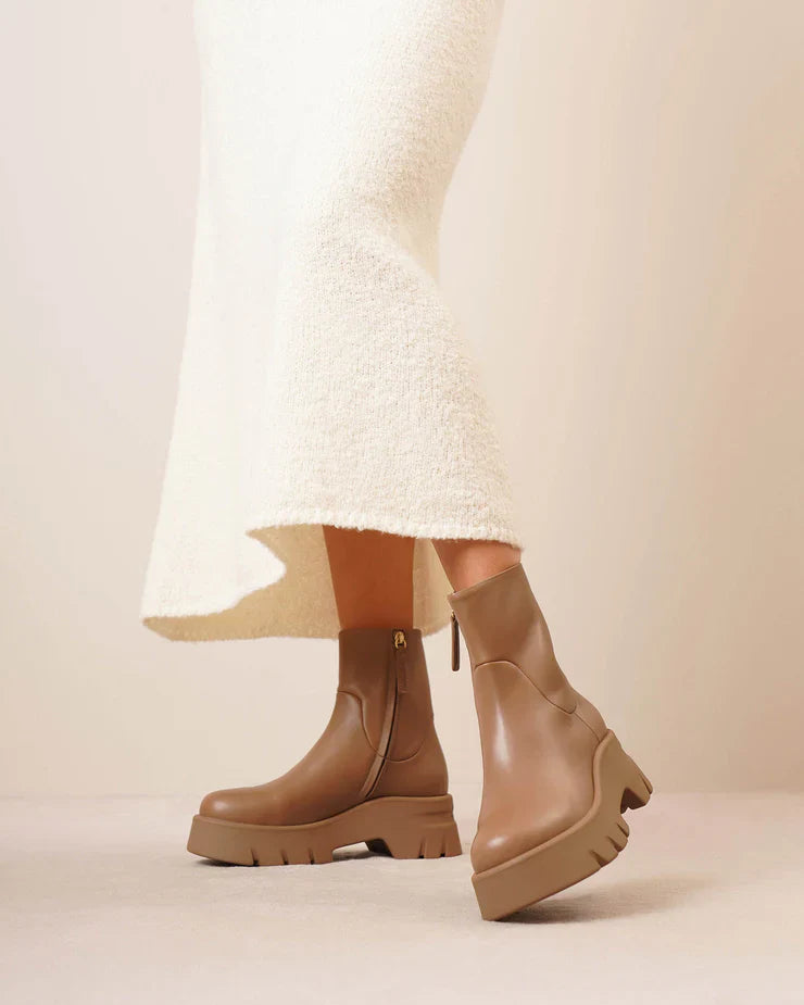 Bottines Montey en cuir lisse - Brun