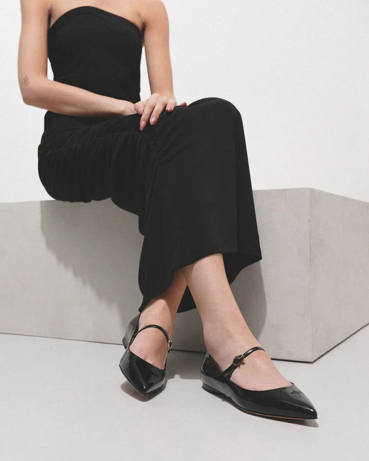 Ballerines Ribbon Jane en cuir verni - Noir