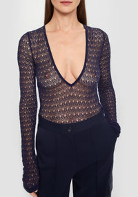 Grain openwork bodysuit - Midnight Blue