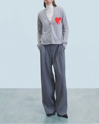 Cardigan Coeur Léger en cachemire - Gris Chiné Foncé