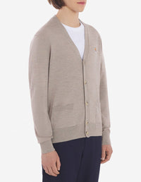 Cardigan à col V en laine - Beige Melange