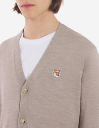 Cardigan à col V en laine - Beige Melange
