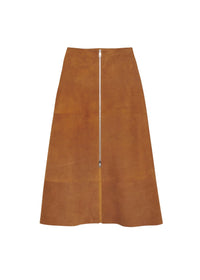 Jupe longue Guinea en cuir - Camel