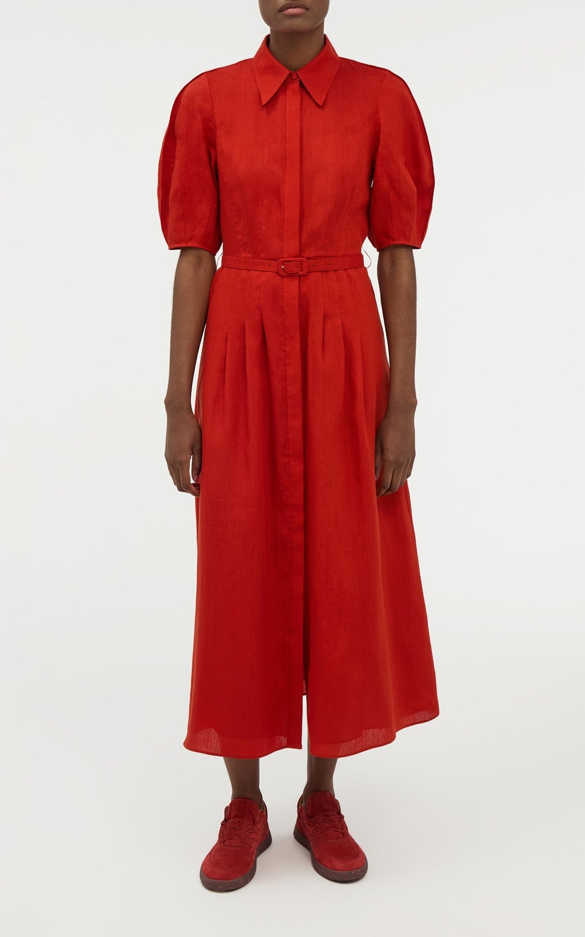 Antelope Orange / Robe-chemise Maude en lin - Antelope Orange
