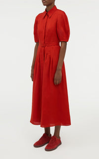 Antelope Orange / Robe-chemise Maude en lin - Antelope Orange